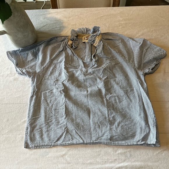 AE Blue Striped Women's Top - Picture 1 of 7